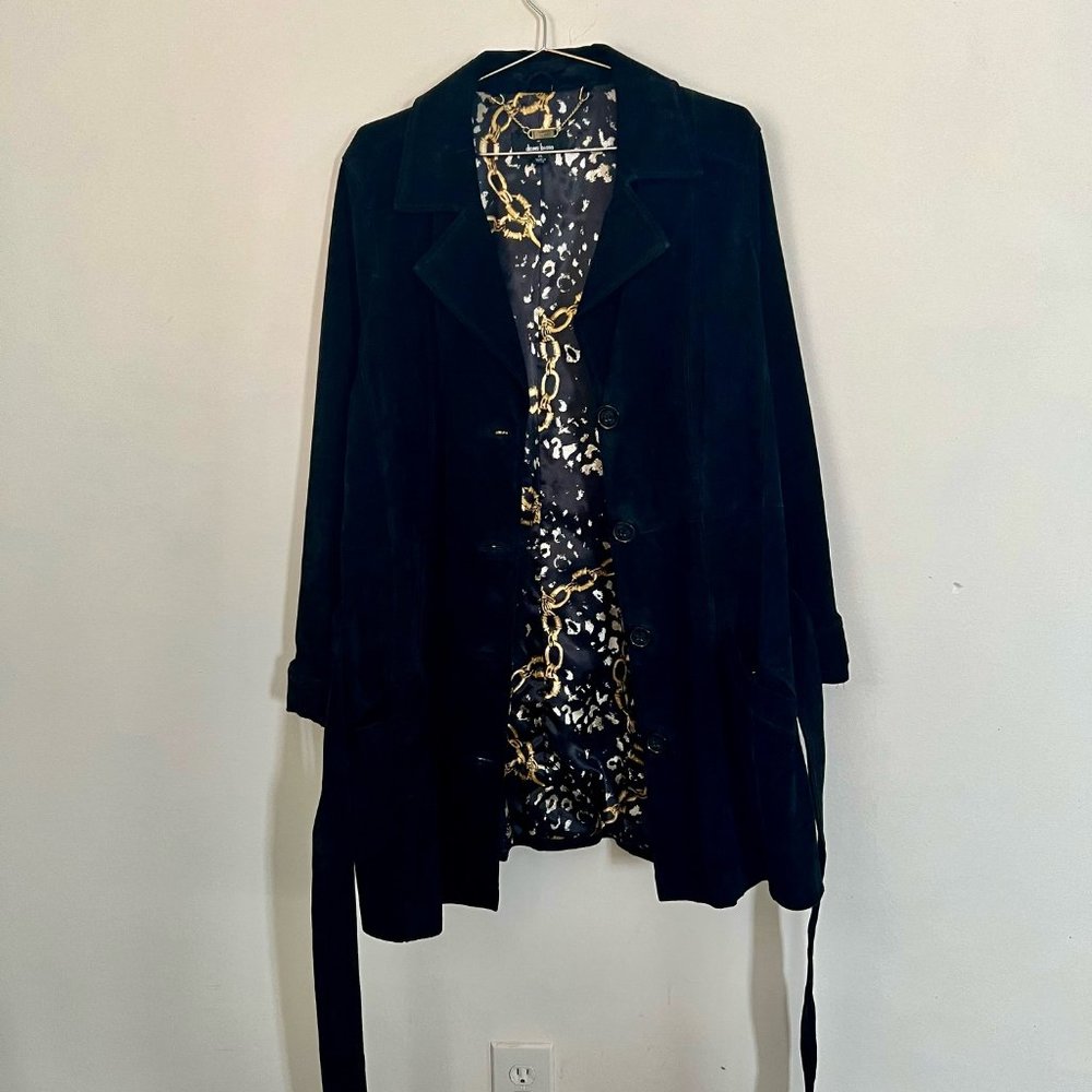 Dennis Basso Genuine Suede Coat, Black XL